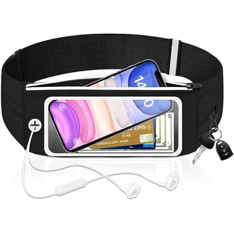 Running Belt Waist Pack Phone Holder Runner Belt Fanny Pack Lightweight Running Pouch Belt for Women Men, SweatResistant Workout Pouch for Running Jogging (Touchscreen(3 Pockets, Up to 7.0")) Cover
