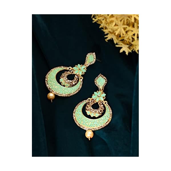 Zaveri Pearls Gold Tone Beautifully Enamelled Dangle & Drop Earring For Women-ZPFK7345 - Image 6