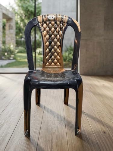 Image of Designer Chair for Home, Office, Balcony & Outdoor Use | Heavy Duty Durable Chair with Strong Back Support, Comfortable Seating, Premium Black & Brown Finish