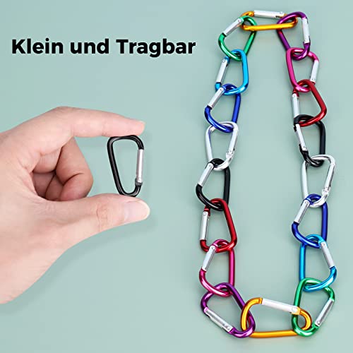 Catelves 18 Stück Mini Karabinerhaken aus Alulegierung, Vielseitige kleine Karabiner für Schlüsselanhänger, Bunte Schlüsselringe für Outdoor und Sport (Multicolor)