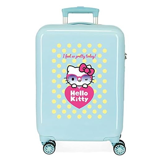 Hello Kitty Pretty Glasses Maleta de cabina Verde 38x55x20 cms Rígida ABS Cierre de combinación lateral 34L 2,66 kgs 4R Equipaje de Mano