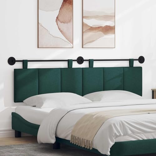 Tête de lit Suspendue rayée Vert foncé 190 x 55 x 5 cm Tissu Polyester rembourré Montage Mural Design Moderne Confortable pour Chambre Zen