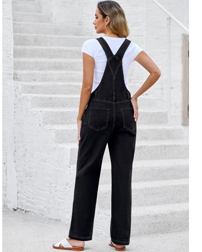 Vetinee Jumpsuit Schwarz Overall Herbst Schwarz Größe L passt für EU 42-44