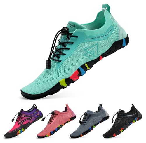 WateLves Scarpe da Bagno Scarpe da Acqua Donne Uomini Asciugano Velocemente e Indossano Velocemente Scarpe da Spiaggia,per Sub,Surf,Sport Acquatici,Escursionismo,Yoga,Oggi,Verde Chiaro 40 EU