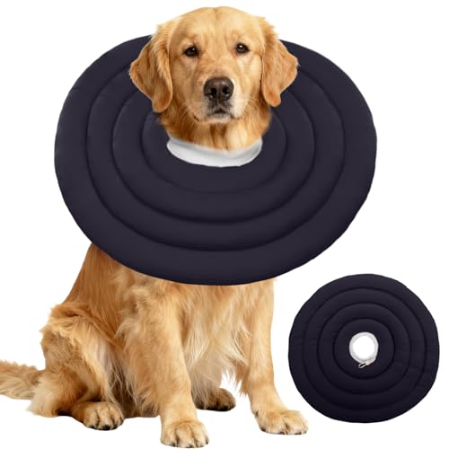 Image of IDOMIK Dog Recovery Collar, Waterproof Soft Dog Cone After Surgery, Comfy Protective Elizabethan Collar Alternative for Dogs Cats, Adjustable Pet Neck Donut Cone Anti-Licking Biting Wounds,Grey,3XL