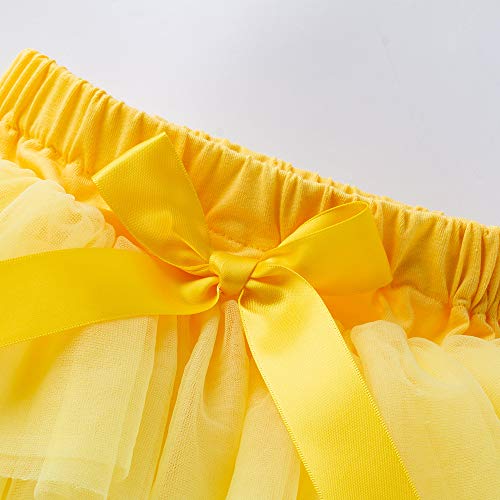 Anbaby Baby Girls Soft Tutu Skirt Toddler Ruffled Pants Diaper Cover Yellow 6-12M