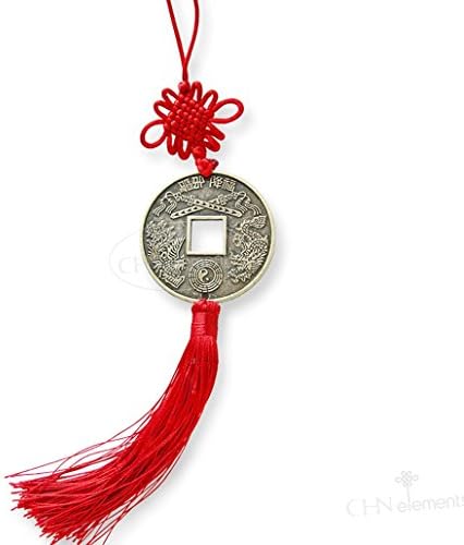 CHN Elements.Feng Shui Charm Wall Hanging Carved With Dragon & Phoenix And 5 Tigers On Each Side-Bringing Harmony & Good Luck -MCH10