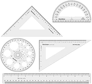 Liquidraw Set Square Triangle Ruler Geometry Set Professional Protractor Set of 5 Large