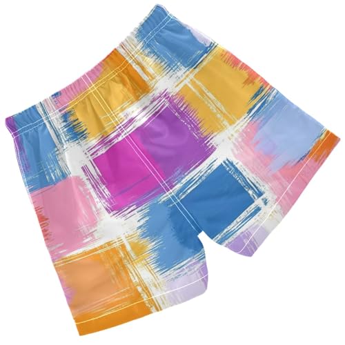 Pigsaly Boys' Swim Board Shorts Pink Purple Tartan Boy's Swim Trunks Kids Swimwear 2T2