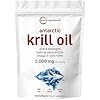 Micro Ingredients Antarctic Krill Oil Supplement, 2,000mg Per Serving, 120 Softgels, Triple Strength, Rich in Omega-3s EPA, DHA & Natural Astaxanthin, Supports Immune System & Brain Health