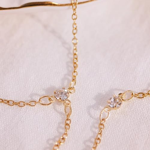 Image of Pencros Toe Ankle Bracelet for Women, 14K Gold Boho Bead Adjustable Anklet, Barefoot Sandals CZ Ankle Bracelet Waterproof Minimalist Beach Foot Jewelry for Women