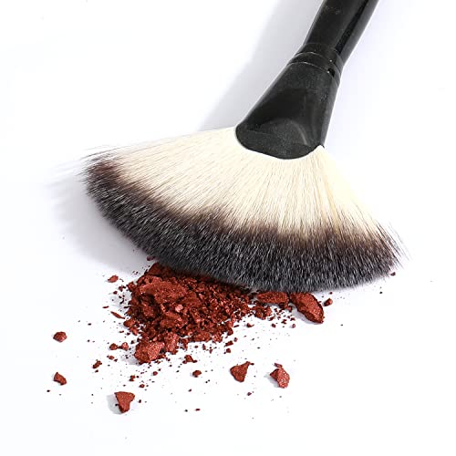 Fan Makeup Brush, Luxspire Professional Highlighting Make Up Brush Blush Bronzer Cheekbones Brush, Single Large Soft & Dense Face Blush Powder Foundation Brushes Make Up Tool, Black #TOP4