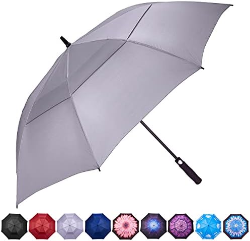 NOOFORMER 62 Inch Automatic Open Windproof Waterproof Golf Umbrella Extra Large Oversize Double Canopy Vented Rain Stick Umbrellas for Men Women Multiple Colors