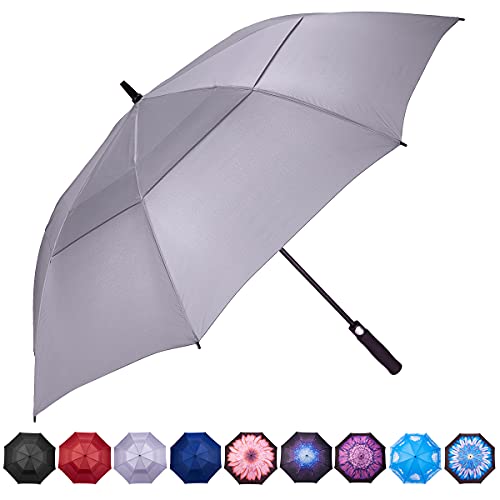 Nooformer 62 Inch Automatic Open Windproof Waterproof Golf Umbrella Extra Large Oversize Double Canopy Vented Rain Stick Umbrellas For Men Women Multiple Colors #TOP2