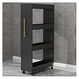 WIGING Carrito De Almacenamiento Estrecho De 4 Niveles con Ruedas, Carrito Auxiliar Extraíble con Asa, Estante para Especias para Colocar Junto A La Nevera(Black,50x20x120cm)