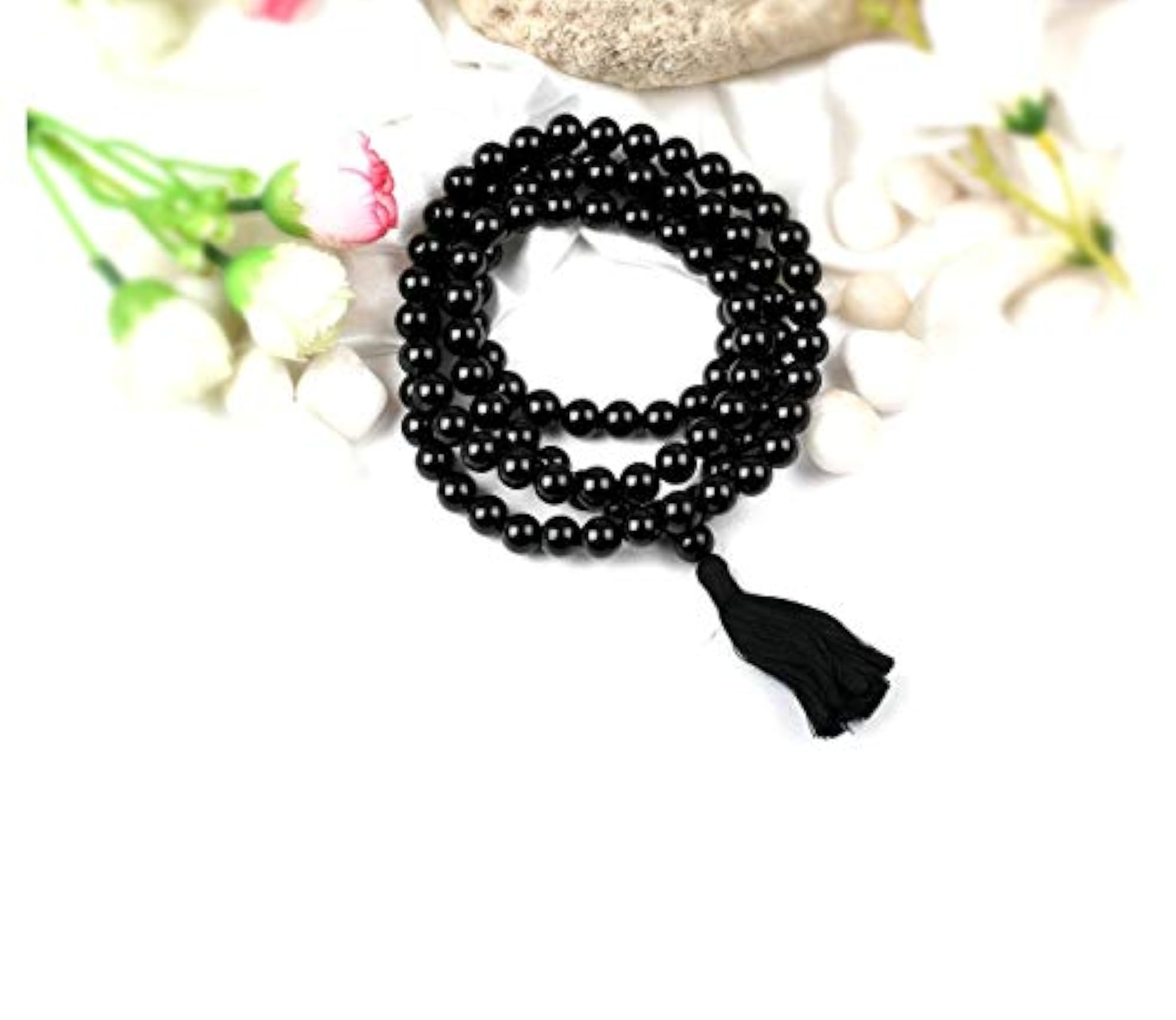 Black Agate Hakik 108 Beads Buddhist Prayer Mala