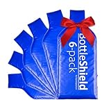 Liquid Spectrum 6 Pack Reusable Wine Protector Travel Bag by Bottle Shield - Bubble Cushioning Wrap Suit - Unbreakable Bottle Sleeve, Leak Proof - Wine Tote Bags Accessory for Suitcase Luggage