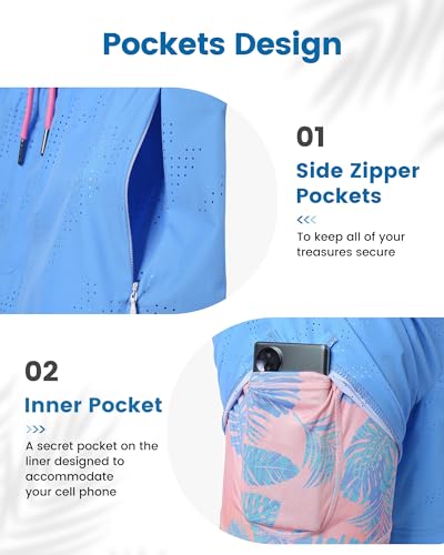 maamgic Mens Swim Trunks with Compression Liner 5 Inch Inseam Quick Dry Board Shorts with Zipper Pockets Swimming Shorts4