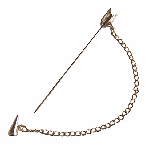 2Pc Men Unique Arrow Tuxedo Lapel Pin Brooch Boutonniere for Suits Vest Corsage-Gold