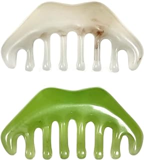 Jade Massage Comb Jade Hair Comb Scraping Comb Jade Massage Comb Head Massage Comb Jade Scraper Guasha Comb Stone Hair Comb,2Pcs Jade Stone Hair Comb Gua Sha Massager Hair Comb Head Massager Hair Comb