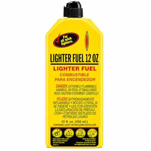 Lighter Fuel 12 oz Multipurpose Refill Fuel for Wick Lighters Easy-Pour Bottle Light Petroleum Distillate Formula 1 Pack