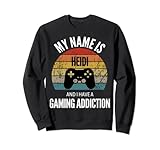 Este producto dice que mi nombre es Heidi y tengo una adición para juegos. Es un regalo perfecto para cualquier jugador