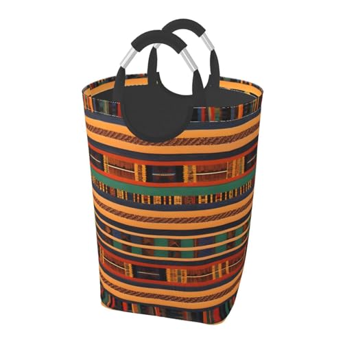 Cesta de ropa alta independiente con estampado africano, bolsa de lavandería plegable grande con asas de aluminio para dormitorio