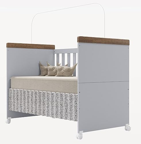 Jogo De Quarto Infantil Livia Com Berço Mini Cama Cômoda e Roupeiro Canaã