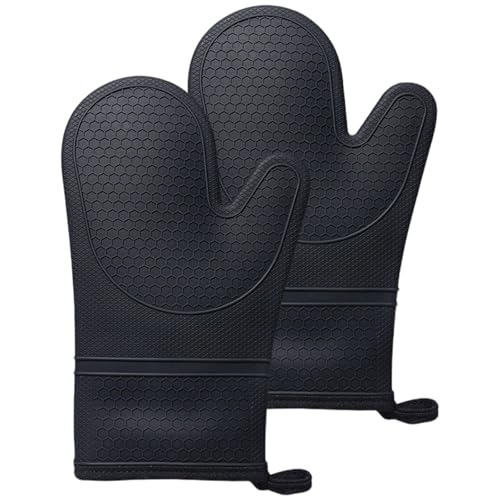 Large BBQ Gloves - Heat Resistant Silicone Oven Mitts (2-Pack), 500°F Non-Slip Waterproof Oven Gloves, Essential BBQ Grill Accessories - Image 7