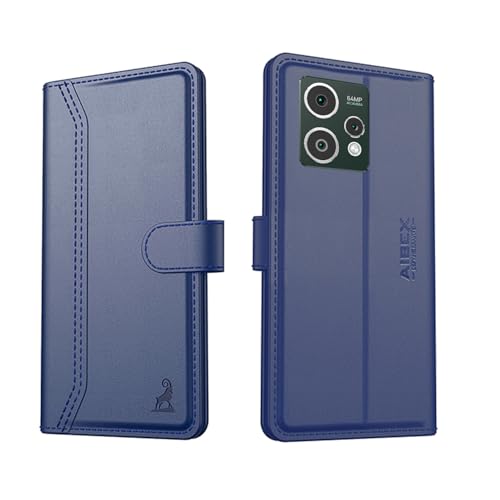 Image of AIBEX Compatible for HMD Crest Max 5G / HMD Crest 5G Flip Cover Leather Finish with Magnatic Closure | Inside TPU with Card Pockets | Wallet Stand | Complete Protection Flip Case - Blue