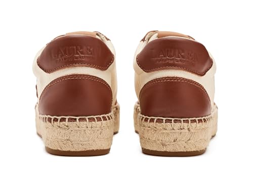 Lauren Ralph Lauren, Women's, Luize Canvas & Nappa Espadrille Sneakers, Natural/Lauren Tan, 8, Medium