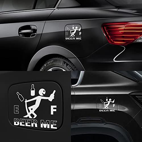 Fehlot 2Pcs Funny Car Stickers,Truck Decals Car Decorations Fuel Gage Stickers,Man Beer Me Fuel Tank Cover Stickers, Suitable For Cars, Trucks, Motorcycles, Suv(White/Beer) #TOP5