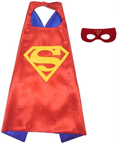 FASHION ALICE Girls Superman CAPE & MASK SET,Halloween Costume Cloak for Child (Superman,Red and Blue)