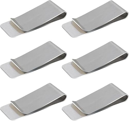 6 Pack Stainless Steel Money Clip Metal Wallet Clip Slim Cash Wallet Credit Cards Holder for Men Women (Silver)