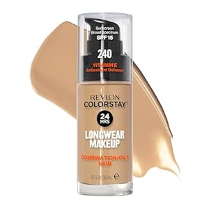 Revlon Liquid Foundation, ColorStay Face Makeup for Combination & Oily Skin, SPF 15, Medium-Full Coverage with Matte Finish, 240 Medium Beige, 1 Fl Oz