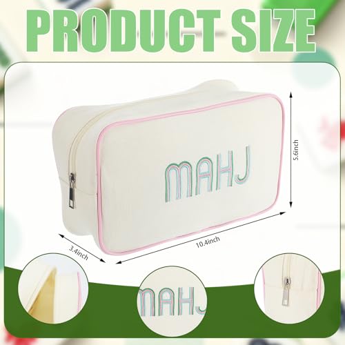 Sadnyy 2 Pcs Mahjong Canvas Tote Bags Set Embroidered Mahjong Tote American Mah Jong Tile Bag with Zipper Carrying All for Women Mah Jong Lover Gift Game Party Overnight Gathering, Case Only(Pastel) by Sadnyy - Image 5