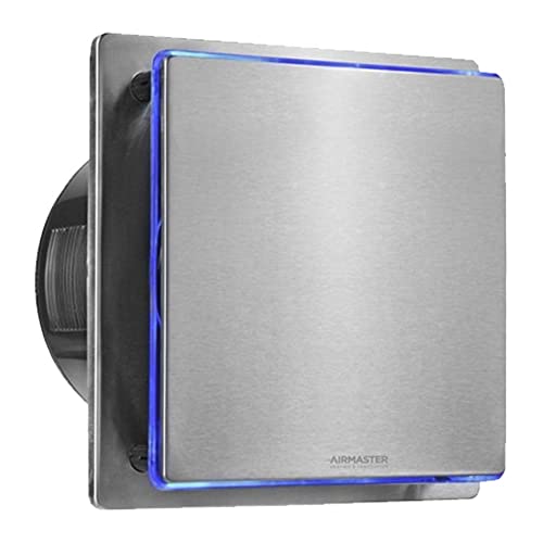 Manningham Lighting 100mm 4'' inch Timer - Silent Bathroom Extractor Fan Energy Saving and Quiet - Stainless Steel Shower Wall Ceiling Mounted Kitchen Moist Long Life Motor Blue LED