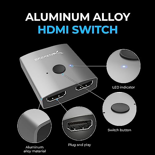 image for SABRENT HDMI Switch, 4K@60Hz HDMI Switcher, HDMI Splitter 2 in 1 Out, 