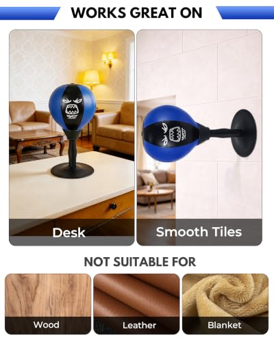 Desktop Punching Bag with Double Suction Cup Base for Stress Relief, Upgraded Spring & Durable Tabletop Boxing Ball for Office or Home, Fun Gift for Men, Women & All Ages