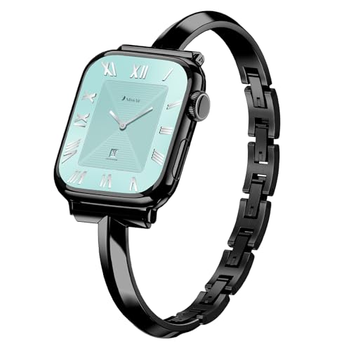 Missair Thin Band Compatible with Apple Watch 38mm 40mm 41mm 42mm 44mm 45mm 46mm 49mm for Women, Slim Bracelet Designer Dressy Stainless Steel Metal Strap for iWatch Series 11 10 9 8 7 6 5 4 SE Ultra