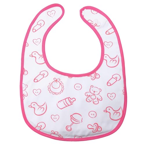 Littleforbig Cotton Waterproof Babydoll Printed Adult Bib with Adjustable Hook-and-Loop Fastener Closure - Nursery Pink Adult Bib