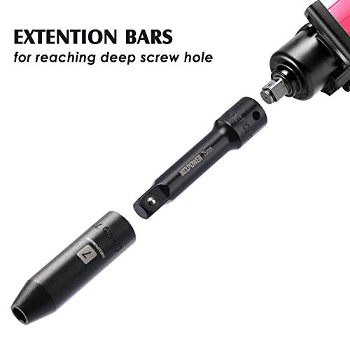 Mixpower 9-Piece Extension Bar Set, 1/4", 3/8" And 1/2" Drive Socket Extension, Premium Chrome Vanadium Steel With Black Phosphate Finish, Engineered For Impact Drivers #TOP5