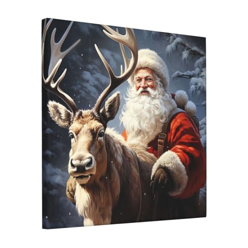 Toile murale Père Noël et cerf de qualité supérieure 30,5 cm