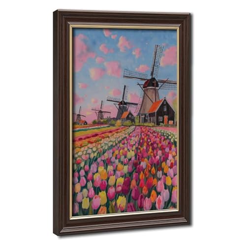 Toile aquarelle de campagne hollandaise aux finitions premium