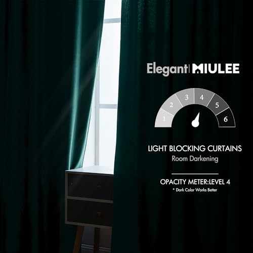 Image of MIULEE Velvet Blackout Curtains 52x84 inches 2 Panels Emerald Green | Luxury, Bedroom Living Room, Thermal Insulated, Home Christmas Decor, Super Soft Window Drapes, Rod Pocket & Back Tab