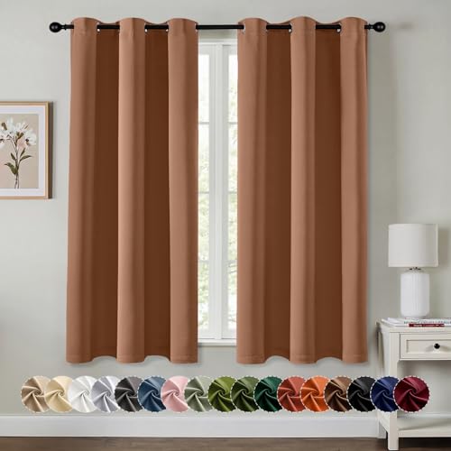 Image of MIULEE Blackout Curtains for Bedroom Living Room 2 Panels, Thermal Insulated Room Darkening Drapes Grommet Noise Reducing Light Blocking Window Treatments 45 Inches Long 40x45 Inch Sun Baked