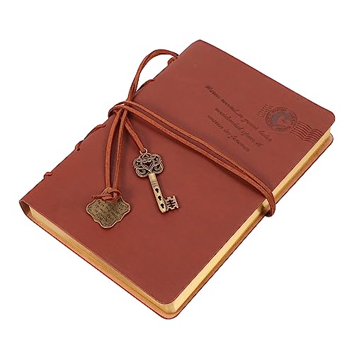 Angoily Cuaderno de Escritura de Cuero Retro con Encuadernación de Notas para Estudiantes Planificador de Actividades Cuaderno de Escritura Vintage Color Café para Registrar y