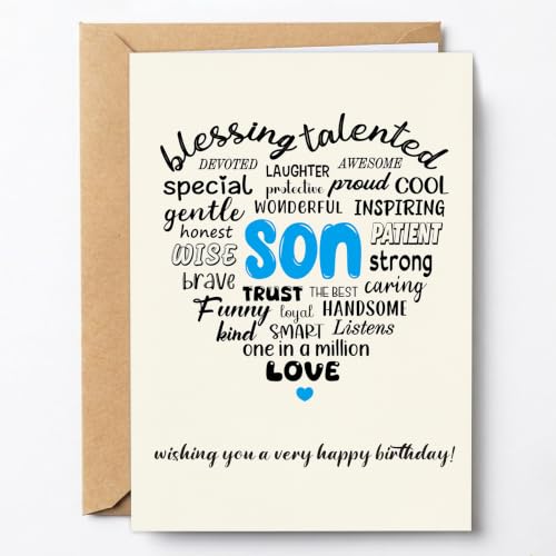PTRUKD Son Birthday Greeting Card, Happy Birthday, Unique, Praise, Wishing, Cool