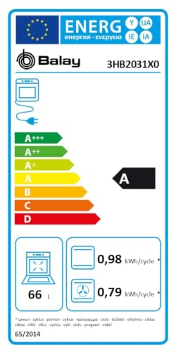 Miniatura 18 de Balay 3hb2031x0 - Horno Eléctrico, 60x60 Cm, Capacidad 66 L, Color Negro Y Acero Inoxidable, 7 Modos Calentamiento Aire 3d