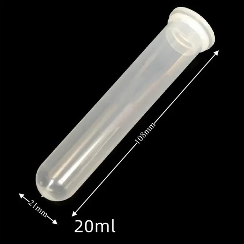 Tubes à centrifuger transparents fond rond et bouchon pression de 20 ml, diamètre 21 mm, hauteur 108, 100 pièces Équipements de laboratoire